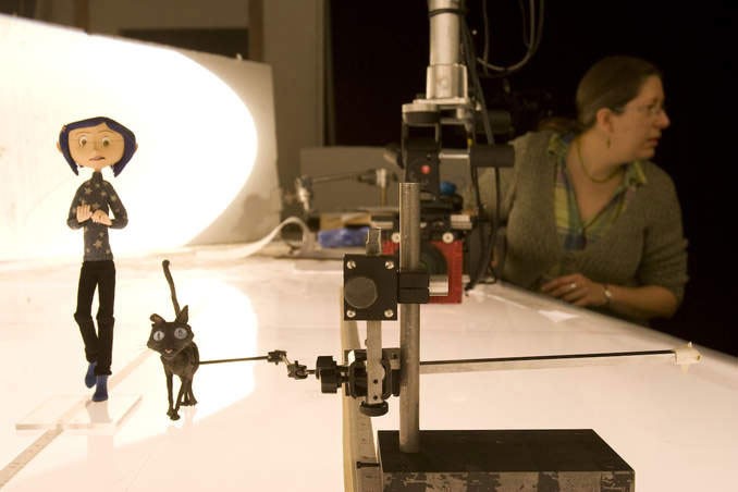 Una foto scattata durante la lavorazione del film Coraline e la porta magica