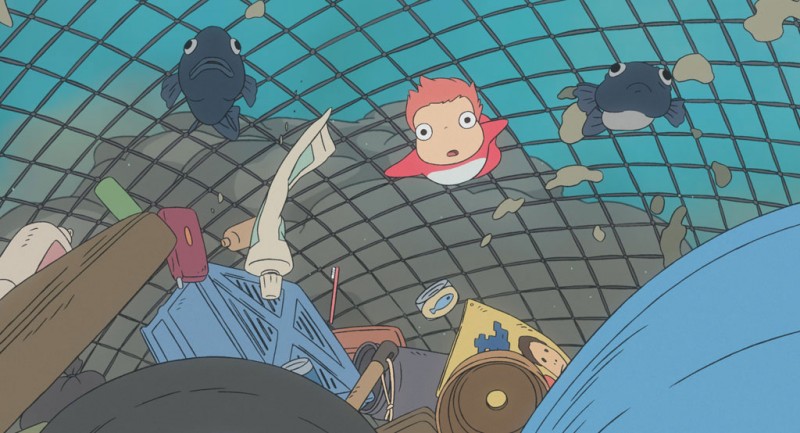 Un'immagine del film d'animazione Ponyo sulla scogliera