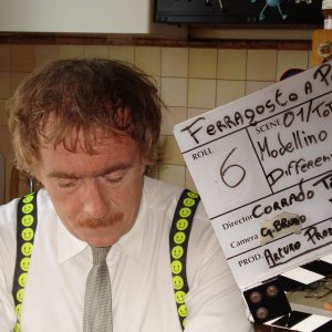 Corrado Taranto sul set del film Ferragosto a pezzi.