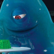 B.O.B. fa la conoscenza di una gelatina verde in una scena del film d'animazione Mostri contro Alieni