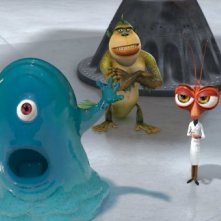 B.O.B., The Missing Link e il Dr. Cockroach in un'immagine del film d'animazione Mostri contro Alieni