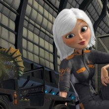 The Missing Link e Ginormica in una scena del film d'animazione Mostri contro Alieni