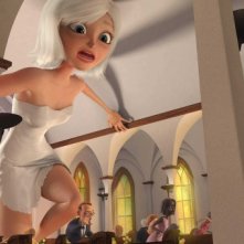 Ginormica scappa dal suo matrimonio in una scena del film d'animazione Mostri contro Alieni