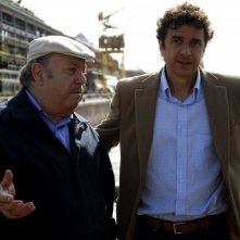 Lino Banfi e Blas Roca Rey sul set del film tv Scusate il disturbo