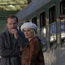 Iain Glen e Kierston Wareing sul set del film Il caso dell'infedele Klara