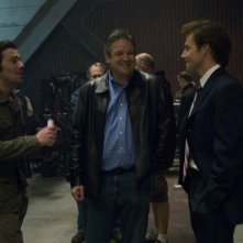 James Callis e Jamie Bamber sul set dell'episodio 'Daybreak: Part 1' di Battlestar Galactica