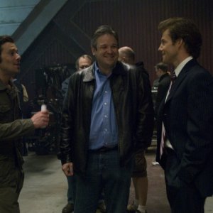 James Callis e Jamie Bamber sul set dell'episodio 'Daybreak: Part 1' di Battlestar Galactica