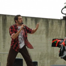 Francesco Signa sul set del film Tutta colpa di Giuda - Una commedia con musica