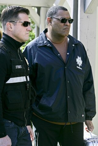 Laurence Fishburn insieme a George Eads in un momento dell'episodio 'No Way Out' della nona stagione di CSI