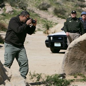 Laurence Fishburn nei panni del Dott. Langston in una scena dell'episodio 'The Descent of Man' della serie tv CSI - Las Vegas