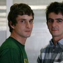 Alessandro Tiberi e Francesco Mandelli sul set del film Generazione 1000 euro