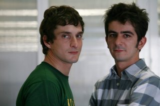 Alessandro Tiberi e Francesco Mandelli sul set del film Generazione 1000 euro