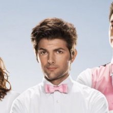 Adam Scott, Ken Marino e Lizzy Caplan in una immagine promozionale di Party Down
