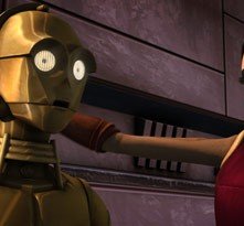C-3PO in una scena dell'episodio 'Destroy Malevolence' della prima stagione de 'Le guerre dei cloni'