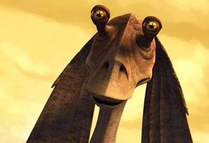 Jar Jar Binks è l'unica speranza di salvezza per Obi-Wan e Anakin nell'episodio ' The Gungan General' della serie Star Wars: Le guerre dei Cloni