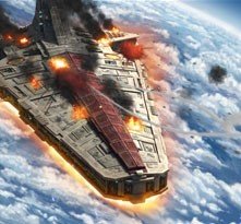 L'astronave dei Cavalieri Jedi è in grave difficoltà nell'episodio 'Jedi Crash' della serie tv Star Wars: Le guerre dei Cloni