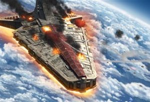 L'astronave dei Cavalieri Jedi è in grave difficoltà nell'episodio 'Jedi Crash' della serie tv Star Wars: Le guerre dei Cloni