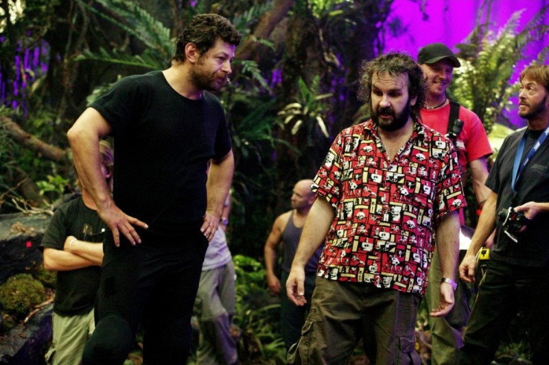Andy Serkis e Peter Jackson sul set di King Kong