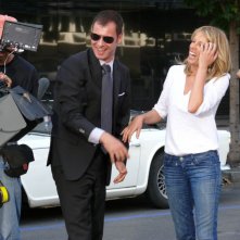 Alessia Marcuzzi scherza sul set del film tv Un amore di Strega