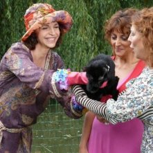 Anna Galiena sul set del film tv Un amore di Strega