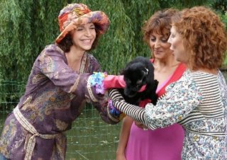 Anna Galiena sul set del film tv Un amore di Strega
