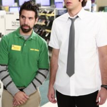 Zachary Levi con Joshua Gomez in una scena dell'episodio ' Chuck Versus the Beefcake' della serie televisiva Chuck