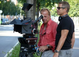 Mark Melville ed Angelo Longoni sul set di Un amore di strega