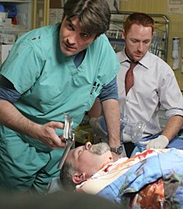 Goran Visnjic, Cott Grimes e Abraham Benrubi nella premiere della tredicesima stagione di ER - Medici in prima linea