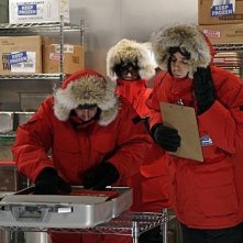 Johnny Galecki, Simon Helberg e Jim Parsons in una scena dell'episodio The Monopolar Expedition di The Big Bang Theory