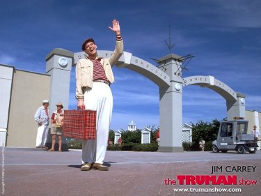 Un wallpaper di Jim Carrey che interpreta Truman Burbank per il 'The Truman Show'
