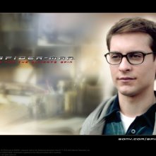 Un wallpaper di Tobey Maguire che interpreta Peter Parker nel film 'Spider-Man'
