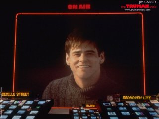 Un wallpaper di Truman Burbank on air nel film 'The Truman Show'