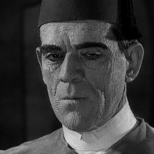 Un primo piano di Boris Karloff ne La mummia