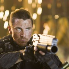 Christian Bale in una sequenza del film Terminator Salvation