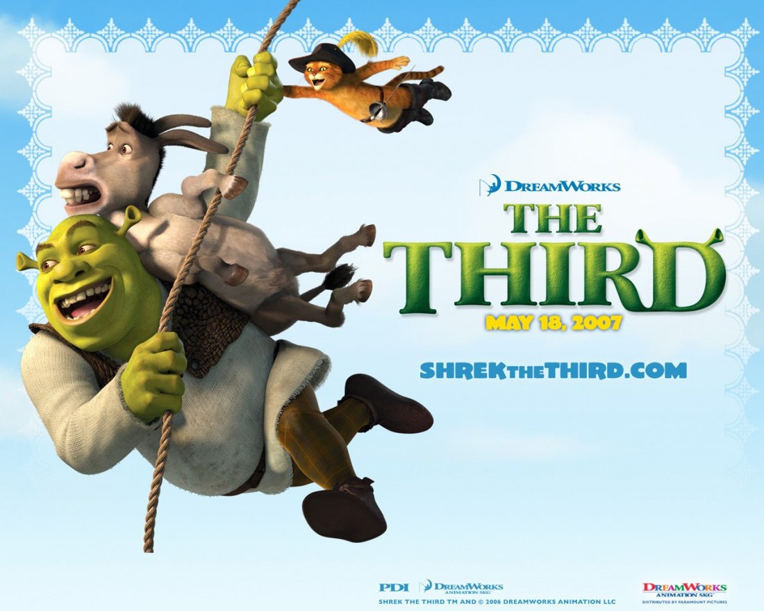 Un Wallpaper Di Shrek Ciuchino E Del Gatto Con Gli Stivali Per Il Film Shrek The Third 118280