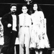 Lello Arena, Nicola Natalia e Marina Suma sul set del film Cuori nella tormenta regia di Enrico Oldoini