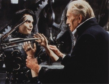 Johnny Depp con Vincent Price nel film Edward mani di forbice