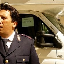 Angelo Russo sul set della serie Il commissario Montalbano, nella quale interpreta il mitico agente Catarella, centralinista del Commissariato di Vigata