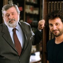 Pieraccioni e Guccini sul set di Ti amo in tutte le lingue del mondo.
