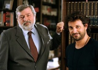 Pieraccioni e Guccini sul set di Ti amo in tutte le lingue del mondo.
