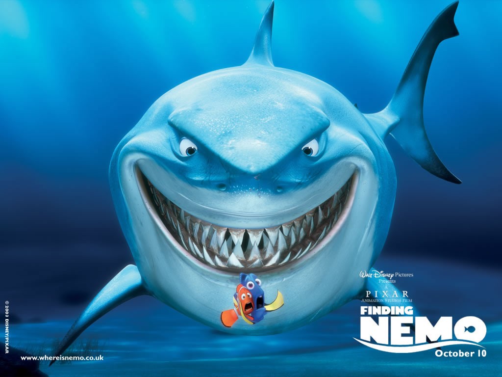Un Wallpaper Dello Squalo Bruce Con Marlin E Dory Nel Film Alla Ricerca Di Nemo 119518