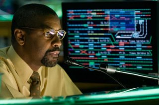 Un primo piano di Denzel Washington, tra i protagonisti del film The Taking of Pelham One Two Three
