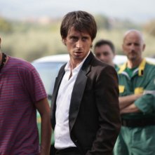 Il regista Andrea Pellizzer e Fabrizio Veronese sul set del film Tre lire - Primo giorno