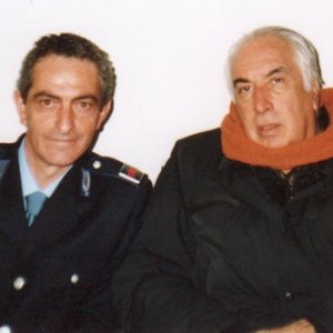 Nicola Natalia con Vittorio Sindoni sul set della fiction Il Capitano 2, diretta dallo stesso Sindoni.