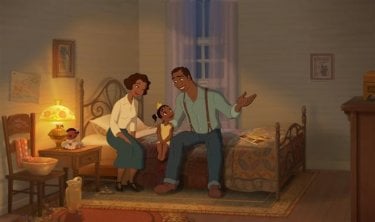 Una scena del film d'animazione La principessa il ranocchio