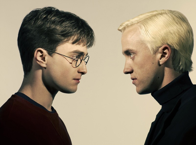Harry Potter Daniel Radcliffe E Draco Malfoy Tom Felton Faccia A Faccia In Una Foto Promo Del Film Harry Potter E Il Principe Mezzosangue 125874