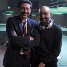 Sergio Castellitto e il regista VIncenzo Terracciano sul set del film Tris di donne e abiti nuziali