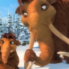 Elly e il cucciolo di mammuth in una scena del film 'L'era glaciale 3 - L'alba dei dinosauri'
