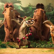 Elly, Manny, Buck e Diego in una scena del film 'L'era glaciale 3 - L'alba dei dinosauri'