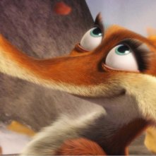 Un primo piano di Scrattina in una scena del film d'animazione 'Ice Age: Dawn of the Dinosaurs'